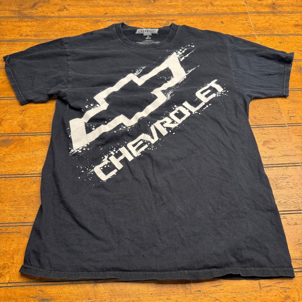 Mens Chevrolet Graphic T Shirt Black Short Sleeve Crew Neck Size‎ Medium hole